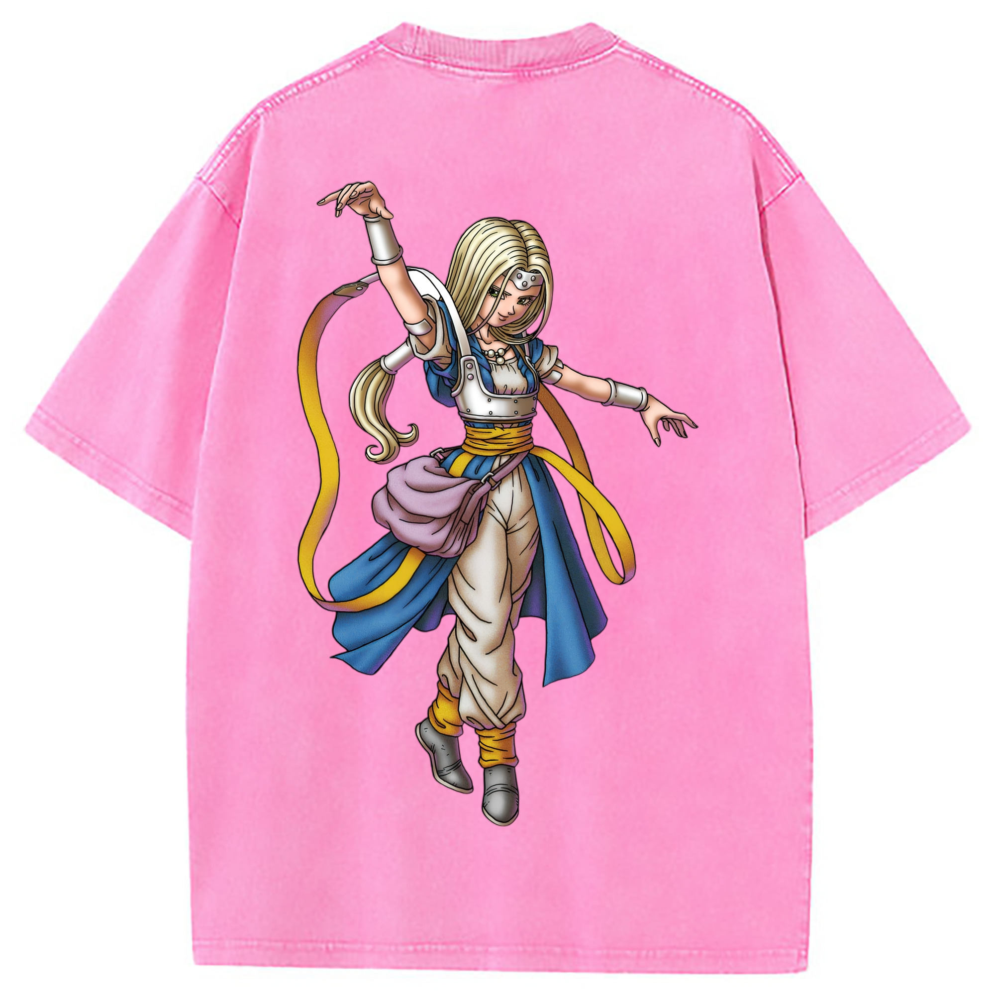 （画像用） ドラゴンクエスト Doragon Kuesuto Dragon Quest 綿100% ヴィンテージ風 半袖Tシャツ（背面プリント）